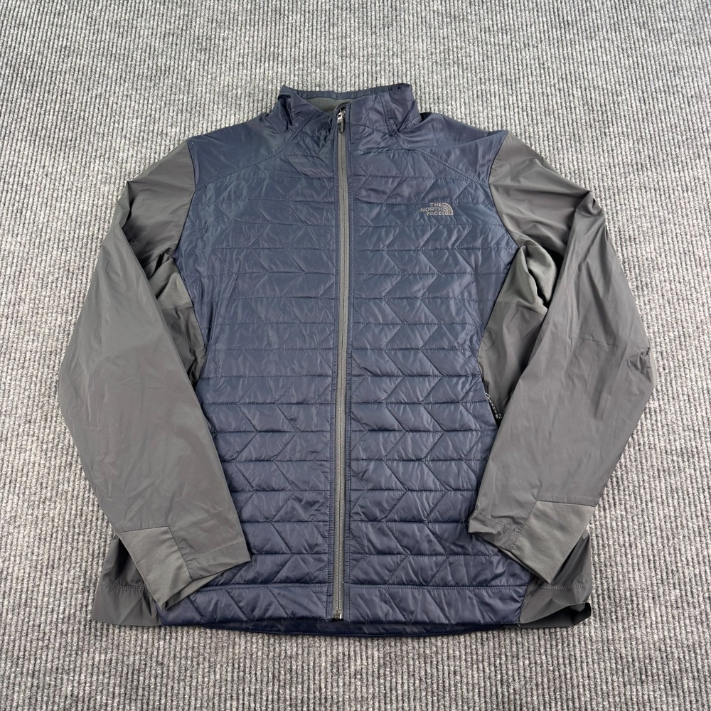 The North Face Jacket Mens XL Blue Gray Nylon Thermoball Hybrid Quilted Full Zip